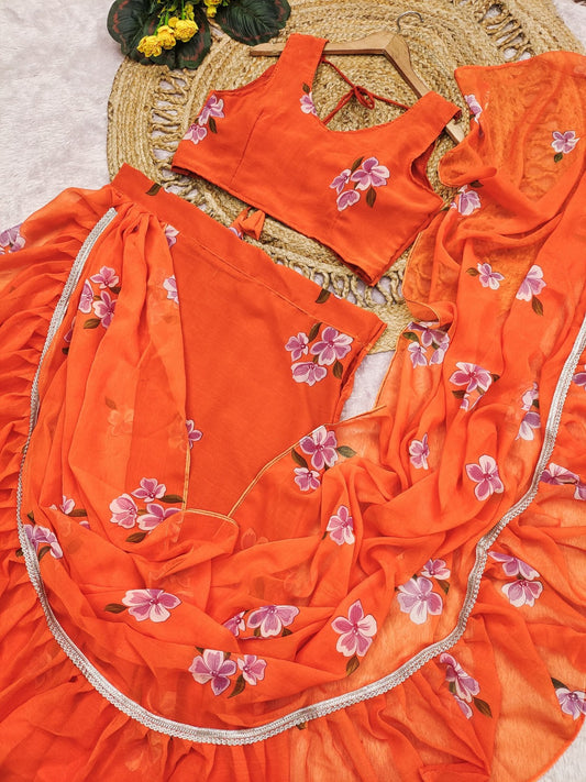 Stylish Ruffle Drape Lehenga Saree – modern look with traditional touch!