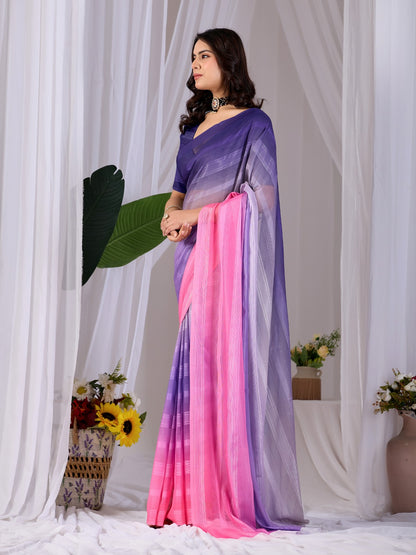 Premium Monsoon Collection Saree – Regal Purple Meets Vibrant Pink