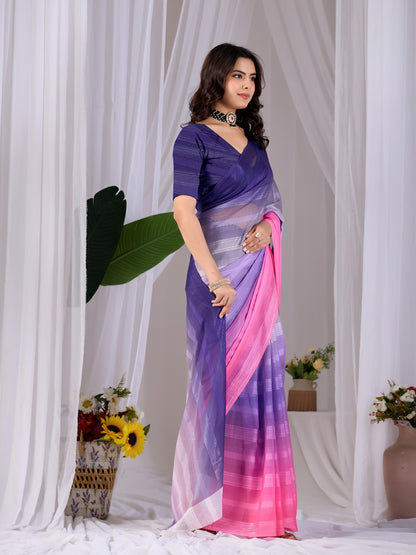 Premium Monsoon Collection Saree – Regal Purple Meets Vibrant Pink