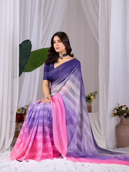 Premium Monsoon Collection Saree – Regal Purple Meets Vibrant Pink
