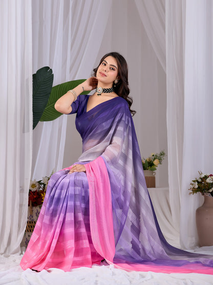 Premium Monsoon Collection Saree – Regal Purple Meets Vibrant Pink