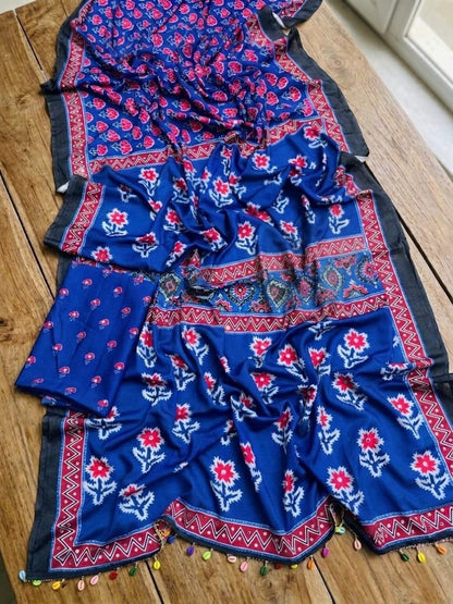 Chinnon Ajrak Digital Print with Real Mirror Work