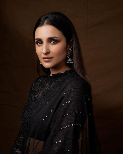 Heavy And Rich Georgatte With Embroidery Thread & Sequence Work