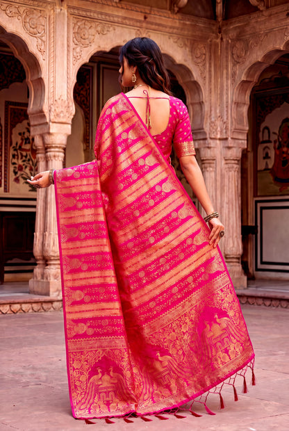 Design Lunch Premium Georgette Silk Jaqurad Weaving Saree Collection