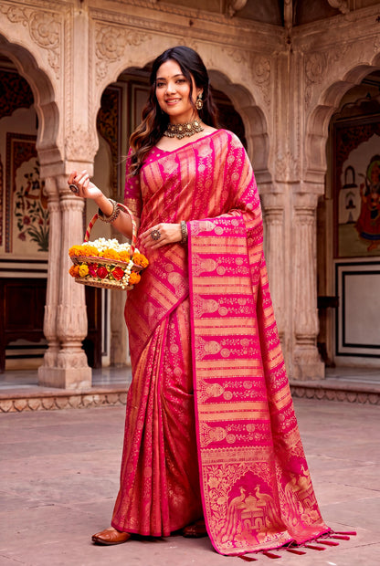 Design Lunch Premium Georgette Silk Jaqurad Weaving Saree Collection