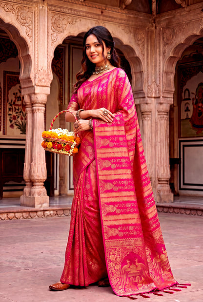 Design Lunch Premium Georgette Silk Jaqurad Weaving Saree Collection
