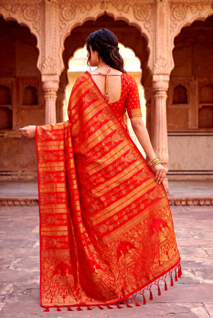 Design Lunch Premium Georgette Silk Jaqurad Weaving Saree Collection
