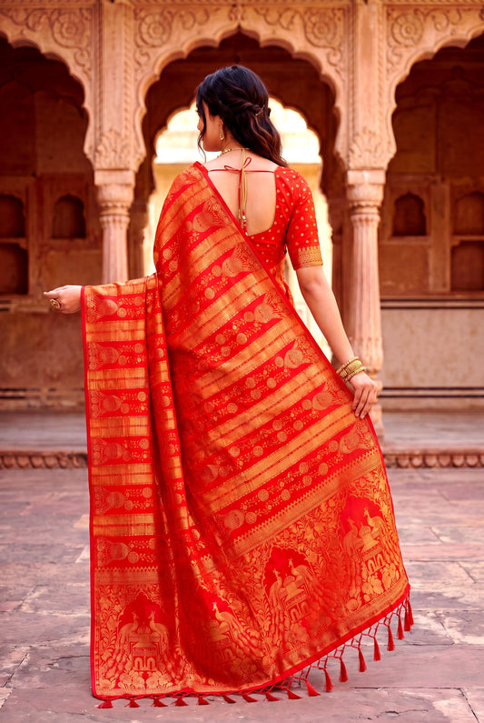 Design Lunch Premium Georgette Silk Jaqurad Weaving Saree Collection
