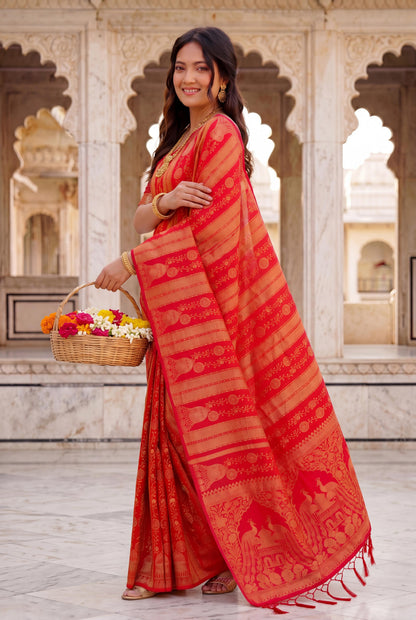 Design Lunch Premium Georgette Silk Jaqurad Weaving Saree Collection