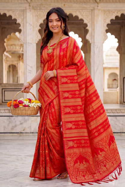 Design Lunch Premium Georgette Silk Jaqurad Weaving Saree Collection