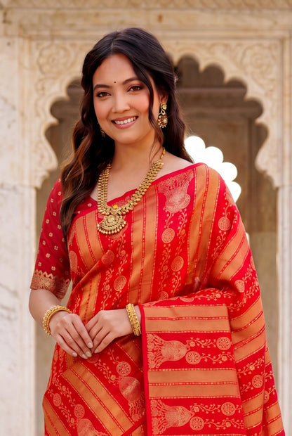 Design Lunch Premium Georgette Silk Jaqurad Weaving Saree Collection