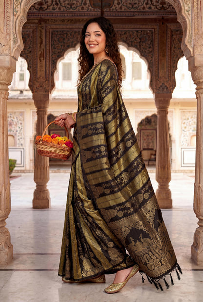 Design Lunch Premium Georgette Silk Jaqurad Weaving Saree Collection