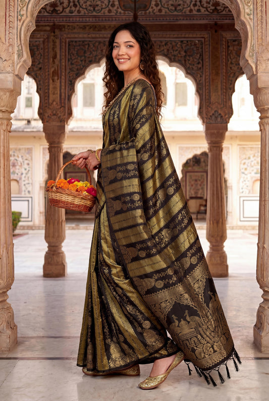 Design Lunch Premium Georgette Silk Jaqurad Weaving Saree Collection