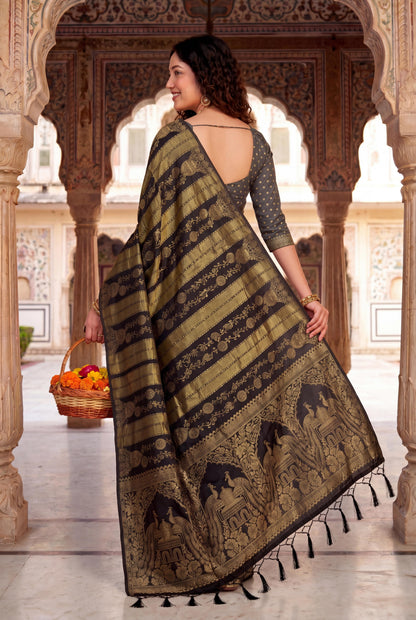 Design Lunch Premium Georgette Silk Jaqurad Weaving Saree Collection