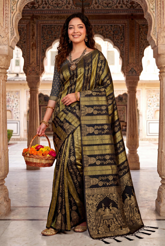 Design Lunch Premium Georgette Silk Jaqurad Weaving Saree Collection