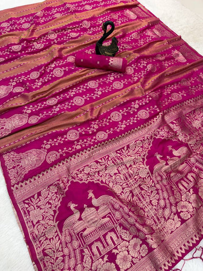 Design Lunch Premium Georgette Silk Jaqurad Weaving Saree Collection