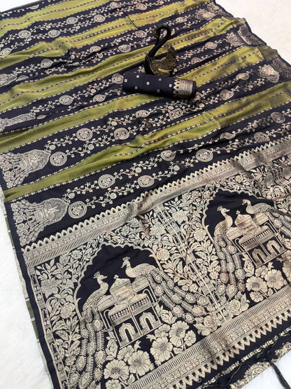 Design Lunch Premium Georgette Silk Jaqurad Weaving Saree Collection