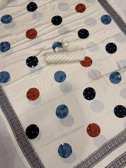 Beautiful Ajarakh print with Real mirror work and beautiful tussle