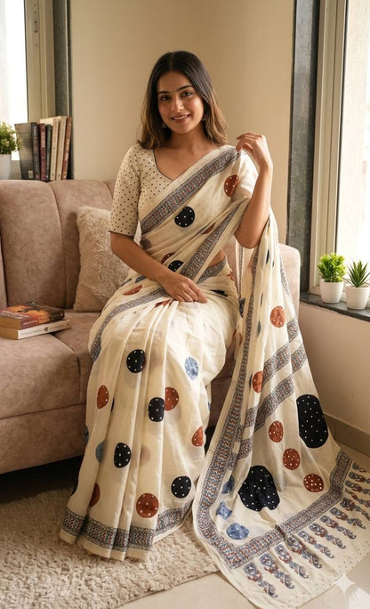 Beautiful Ajarakh print with Real mirror work and beautiful tussle