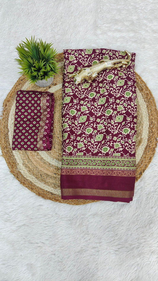 Design Soft Heavy Mall Cotton Silk Sarees