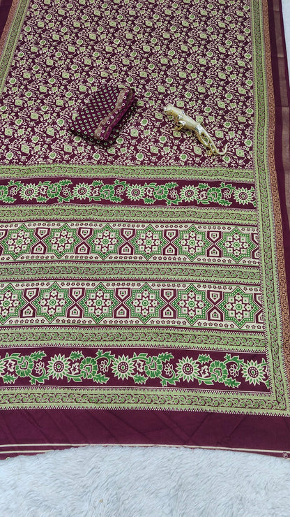 Design Soft Heavy Mall Cotton Silk Sarees