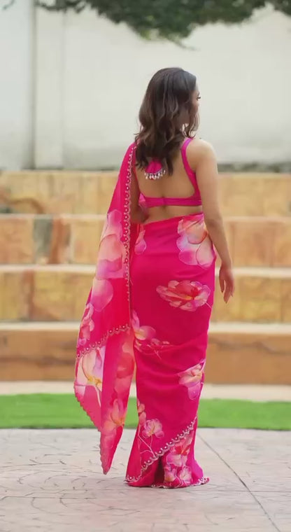 Premium Tabby Silk Saree with Designer